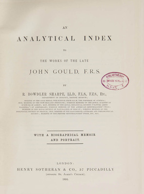 14361
<br/>
An analytical index to the works of the late John Gould : With a biographical memoir and a portrait
<br/>
<em></em>